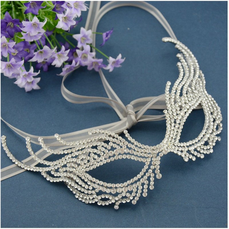 Xiwstar Princess Queen Metal Rhinestone Venetian Pretty Party Evening Prom Masquerade Mask - Image 2